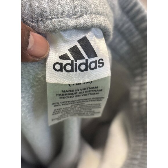 Adidas Kids Gray Sweatpants Size 10-12Cotton Blend Elastic Waist & Cuffed Bottom - Picture 10 of 13